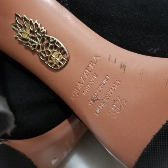 Aquazzura Babe Suede Booties Black 39.5 Ankle Wrap - Picture 12 of 16